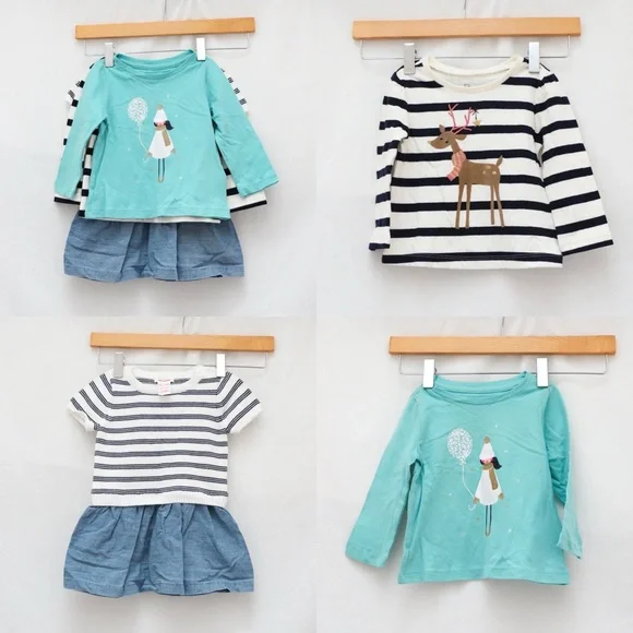 Set of 2 Baby Gap tops 1 Joe Fresh dress baby girl infant 12-18 toddler striped - Picture 1 of 13